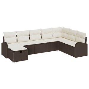 vidaXL Ensemble de canapé de jardin 8 Pièces Marron Poly rotin