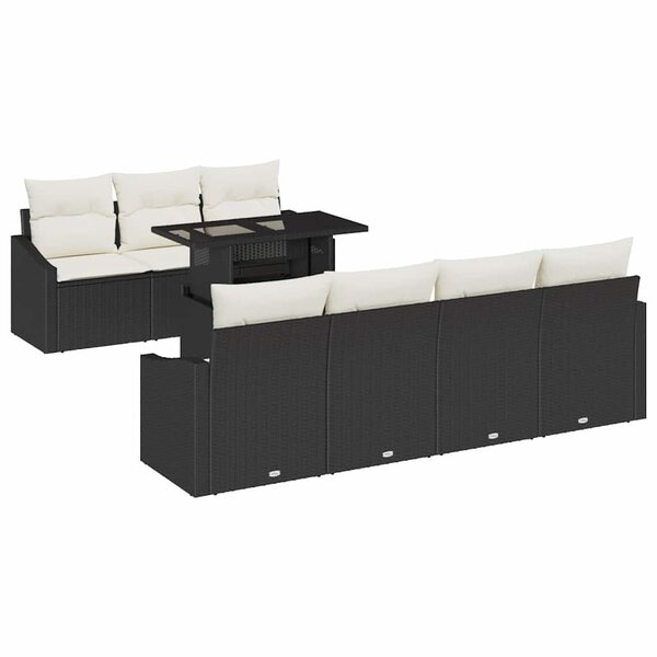vidaXL Ensemble de canapé de jardin 8 Pièces Noir Poly rotin