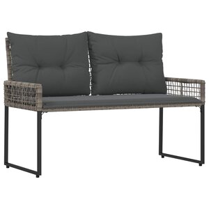 vidaXL Banc extérieur Gris 118 x 55 x 82 cm Rotin PE et tissu
