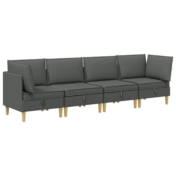 vidaXL Canapé modulaire avec rangement 4 Pièces Gris foncé Tissu