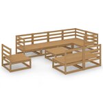 vidaXL Salon de jardin 9 Pièces marron miel bois de pin massif