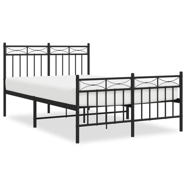vidaXL Cadre de lit métal sans matelas avec pied de lit noir 120x190cm