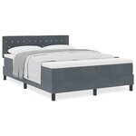 vidaXL Lit à ressorts avec matelas Gris foncé 140 x 200 cm tissu