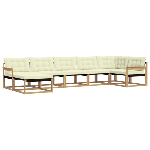 vidaXL Ensemble de canapés d'extérieur 7 Pièces Blanc et crème