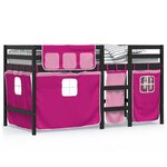 vidaXL Lit mezzanine enfants avec rideaux sans matelas rose 90x190 cm