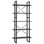 vidaXL Bibliothèque à 5 niveaux Gris 80x30x175 cm Bois de pin