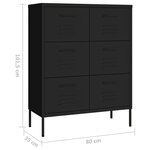 vidaXL Armoire à tiroirs Noir 80x35x101 5 cm Acier