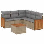 vidaXL Salon de jardin avec coussins 6 Pièces beige résine tressée