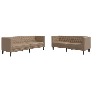 vidaXL Ensemble de canapé Chesterfield 2 Pièces cappuccino similicuir