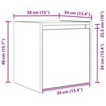 vidaXL Table de chevet murale chêne fumé 38x34x40 cm