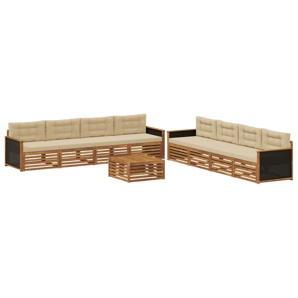 vidaXL Ensemble de canapés d'extérieur 9 Pièces Naturel et Beige
