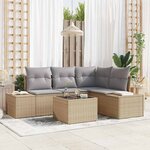 vidaXL Ensemble de canapé de jardin 5 Pièces Beige Poly rotin
