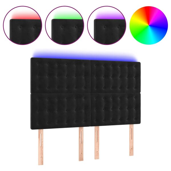 vidaXL Tête de lit à LED Noir 144x5x118/128 cm Velours