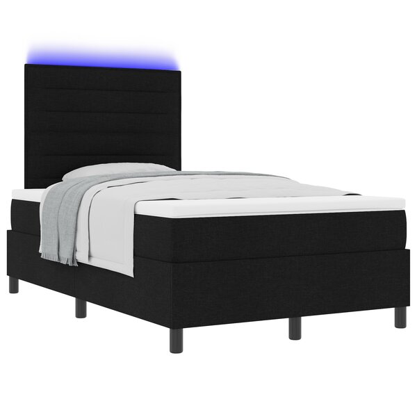 vidaXL Lit à Ressort avec Matelas & LED Noir 120x190 cm Tissu