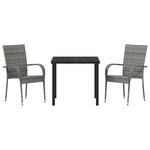 vidaXL Ensemble de salle à manger pour jardin 3 Pièces Gris Poly rotin