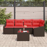 vidaXL Ensemble de Canapés avec coussin 6 Pièces Marron polyrotin