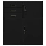 Armoire de bureau acier noire 90 x 40 x 102 cm avec étagère réglable et tiroirs pratiques style contemporain 02_0046905