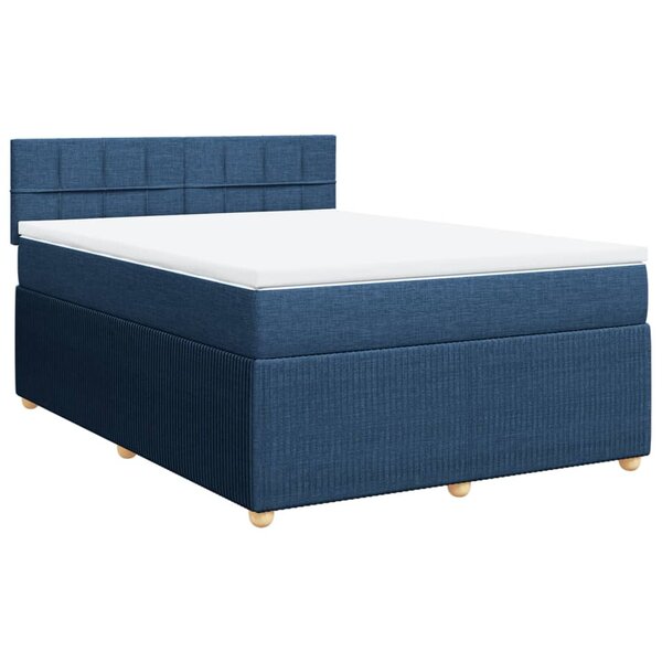 vidaXL Sommier à lattes de lit avec matelas Bleu 160x200 cm Tissu