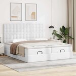 vidaXL Lit ottoman avec matelas & LED blanc pur 160x200cm similicuir