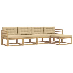 vidaXL Ensemble de canapés d'extérieur 4 Pièces Blanc et Beige Polyester