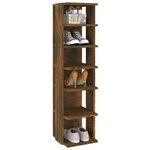 vidaXL Étagère à chaussures Chêne fumé 27 5x27x102cm Bois d'ingénierie