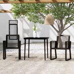 vidaXL Ensemble à manger de jardin 3 Pièces Noir