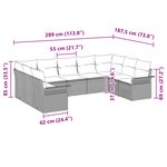 vidaXL Ensemble de 9 canapés de jardin avec coussins en rattan noir poly