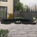 vidaXL Salon de jardin 12 Pièces avec coussins résine tressée noir