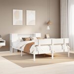 vidaXL Lit bibliothèque sans matelas blanc 160x200 cm bois pin massif