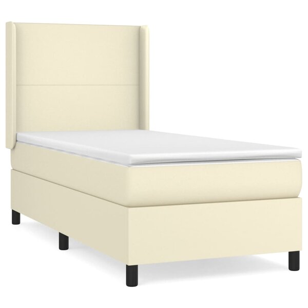 vidaXL Sommier à lattes de lit avec matelas Crème 90x200 cm Similicuir