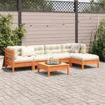 vidaXL Salon de jardin 6 Pièces avec coussins cire marron bois pin massif