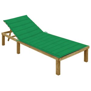 vidaXL Chaise longue avec coussin vert Bois de pin imprégné