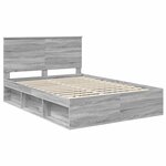 vidaXL Cadre de lit Gris Sonoma 140 x 190 cm Bois de pin massif