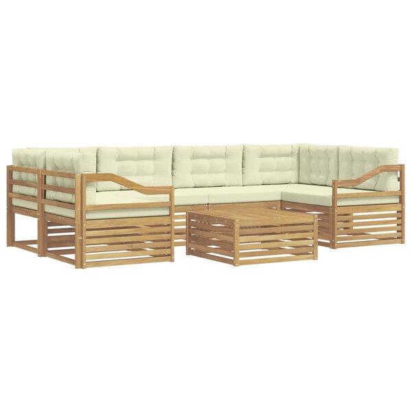 vidaXL Ensemble de canapés d'extérieur 7 pc Blanc et crème Polyester