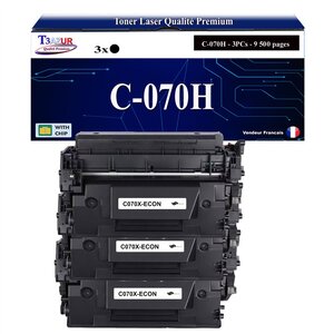 T3AZUR - 3x Toners compatibles avec Canon i-SENSYS LBP243dw  LBP246dw  MF461dw  MF463dw  MF465dw  X1440i  X1440iF  X1440P  X1440Pr remplace Canon 070H Noir - 9 500 pages