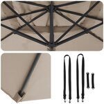 vidaXL Grand Parasol Déporté Taupe Polyester Grand Pliable Moderne