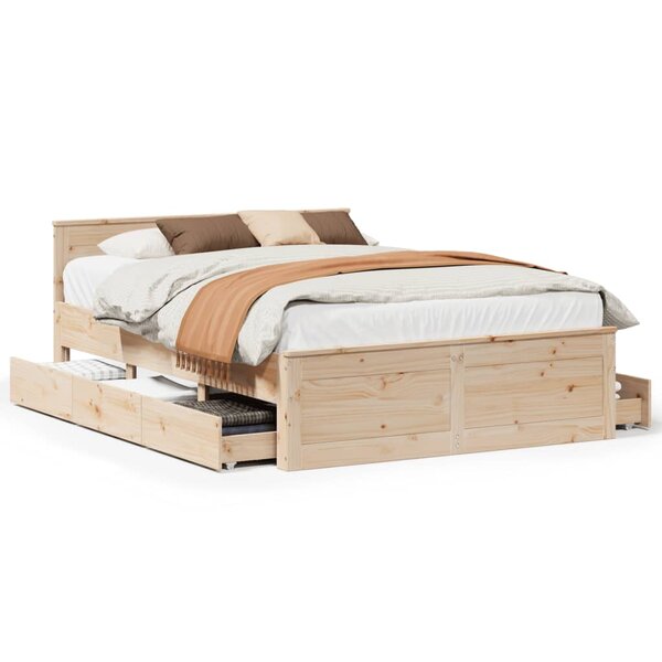 vidaXL Cadre de lit sans matelas avec tête de lit blanc 150x200 cm pin