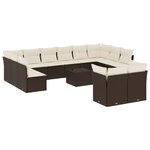 vidaXL Salon de jardin avec coussins 13 Pièces marron résine tressée