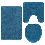 vidaXL Ensemble de tapis de bain antidérapants 3 Pièces Bleu PP