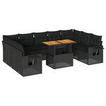 vidaXL Salon de jardin 10 Pièces avec coussins noir résine tressée