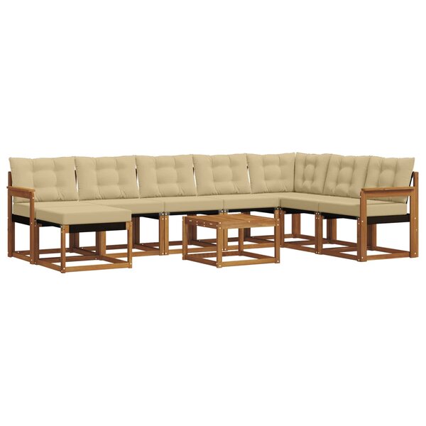 vidaXL Ensemble de canapés d'extérieur 9 pc Naturel et Beige