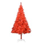 vidaXL Arbre de Noël artificiel pré-éclairé et boules rouge 240 cm PVC