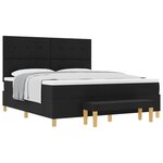 vidaXL Lit à ressorts avec matelas Noir 180 x 200 cm tissu