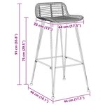 vidaXL Chaise de bar 44 x 46 x 91 cm Fer à tige de 10mm de diamètre
