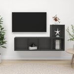 Vidaxl ensemble de meuble tv 2 pièces gris aggloméré