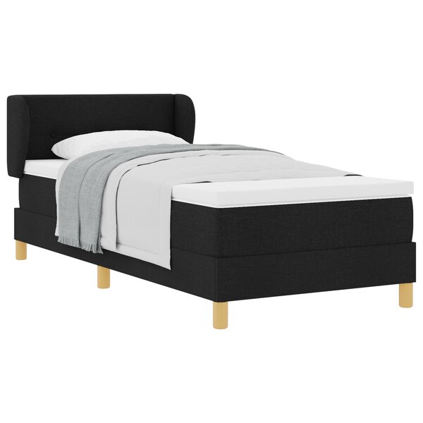 Lit box spring vidaXL avec matelas - Noir  90x190 cm  Tissu