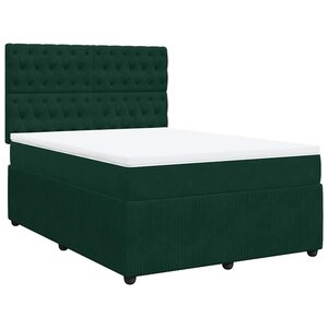vidaXL Sommier à lattes de lit et matelas Vert foncé 140x190cm Velours