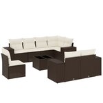 vidaXL Salon de jardin avec coussins 9 Pièces marron résine tressée