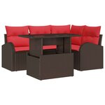 vidaXL Ensemble de canapé de jardin 5 Pièces Marron 100 x 55 x 73 cm