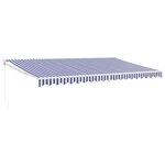 vidaXL Auvent rétractable bleu et blanc 5x3 m tissu et aluminium